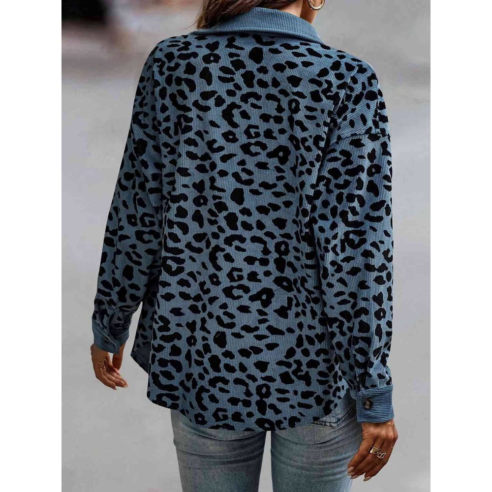 Leopard Button Down Shacket Jacket - Picture 5 of 11
